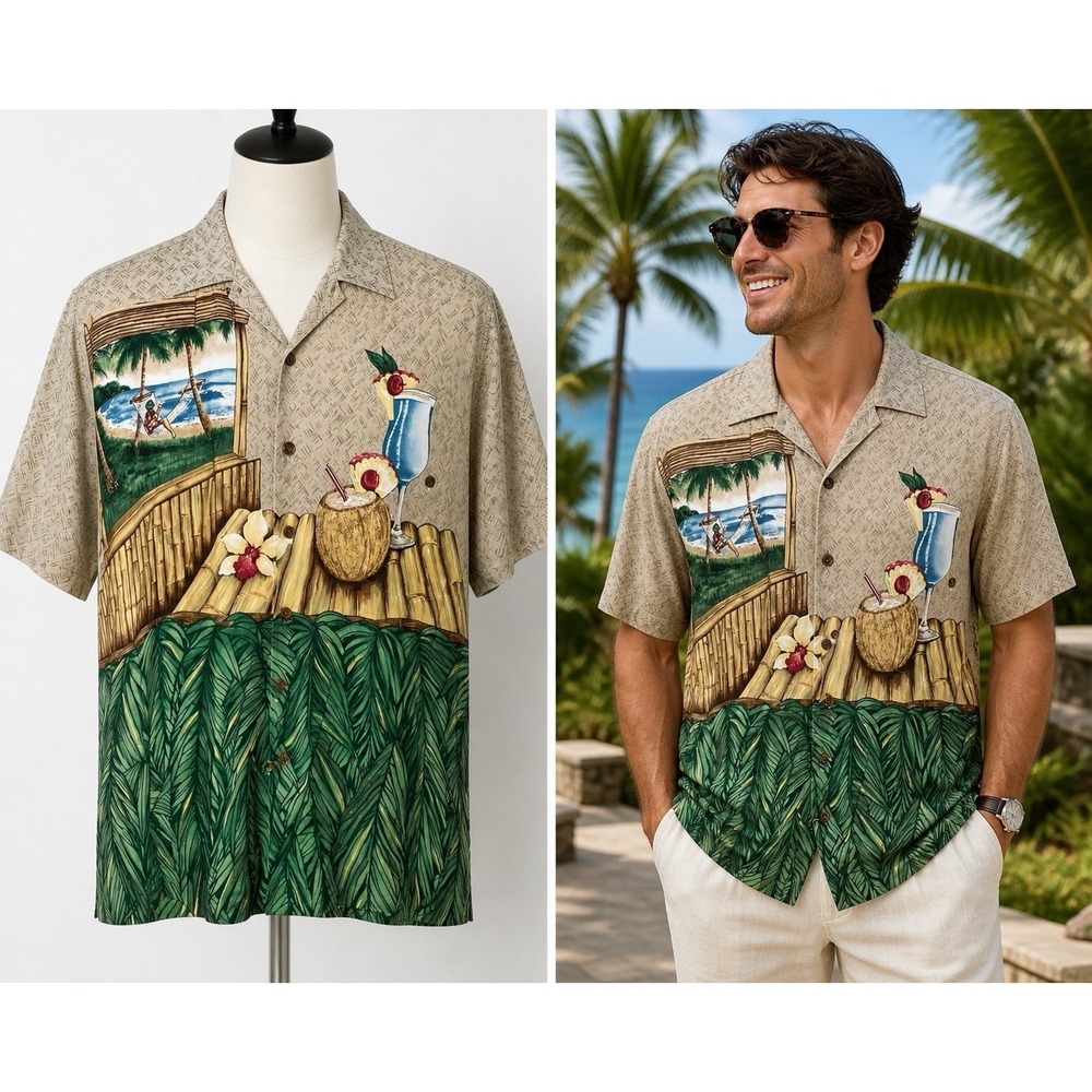 Hawaiian Short Sleeve Mens 2XL Rayon Beach Cocktail Tiki‎ Tori Richard Vacation